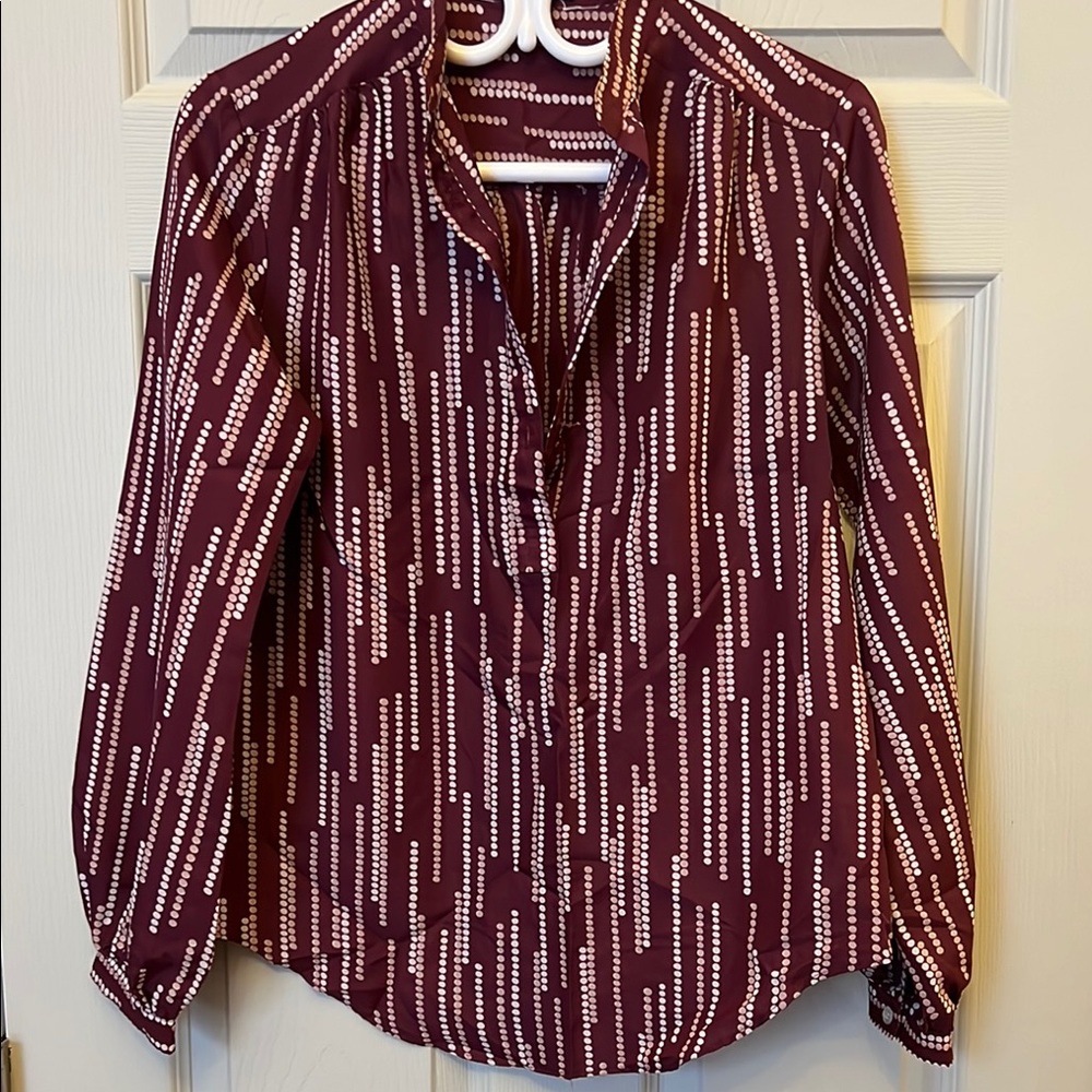 71-Women's Burgundy Patterned Top